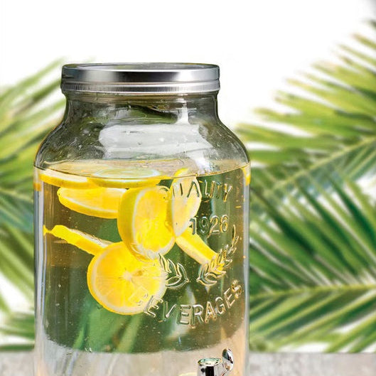 Dispenser bevande in vetro maxi da 5,5 Litri con rubinetto, Ideale per party, buffet e casa