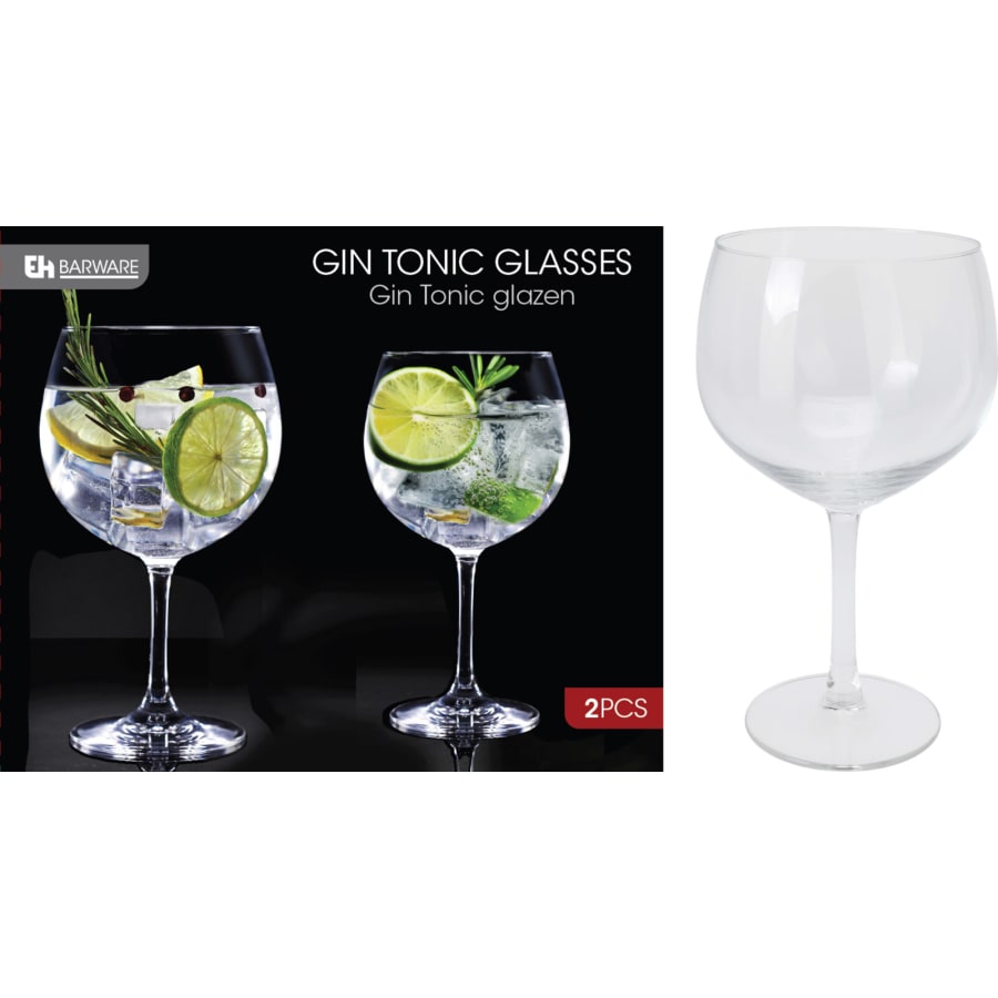 Calici decorativi Gin Tonic in vetro trasparente 650 ml set da 2