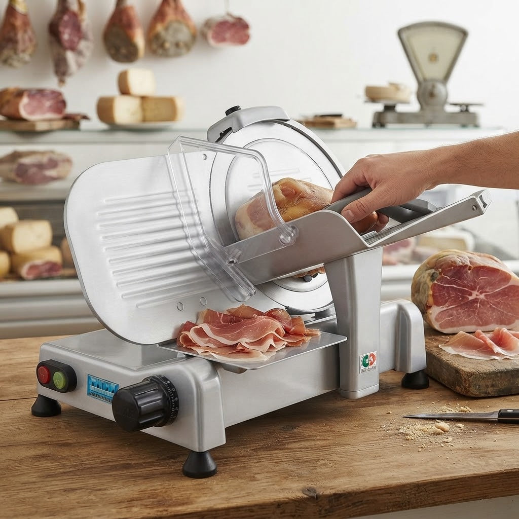 Affettatrice elettrica "Professionale" per carni salumi e formaggi in alluminio