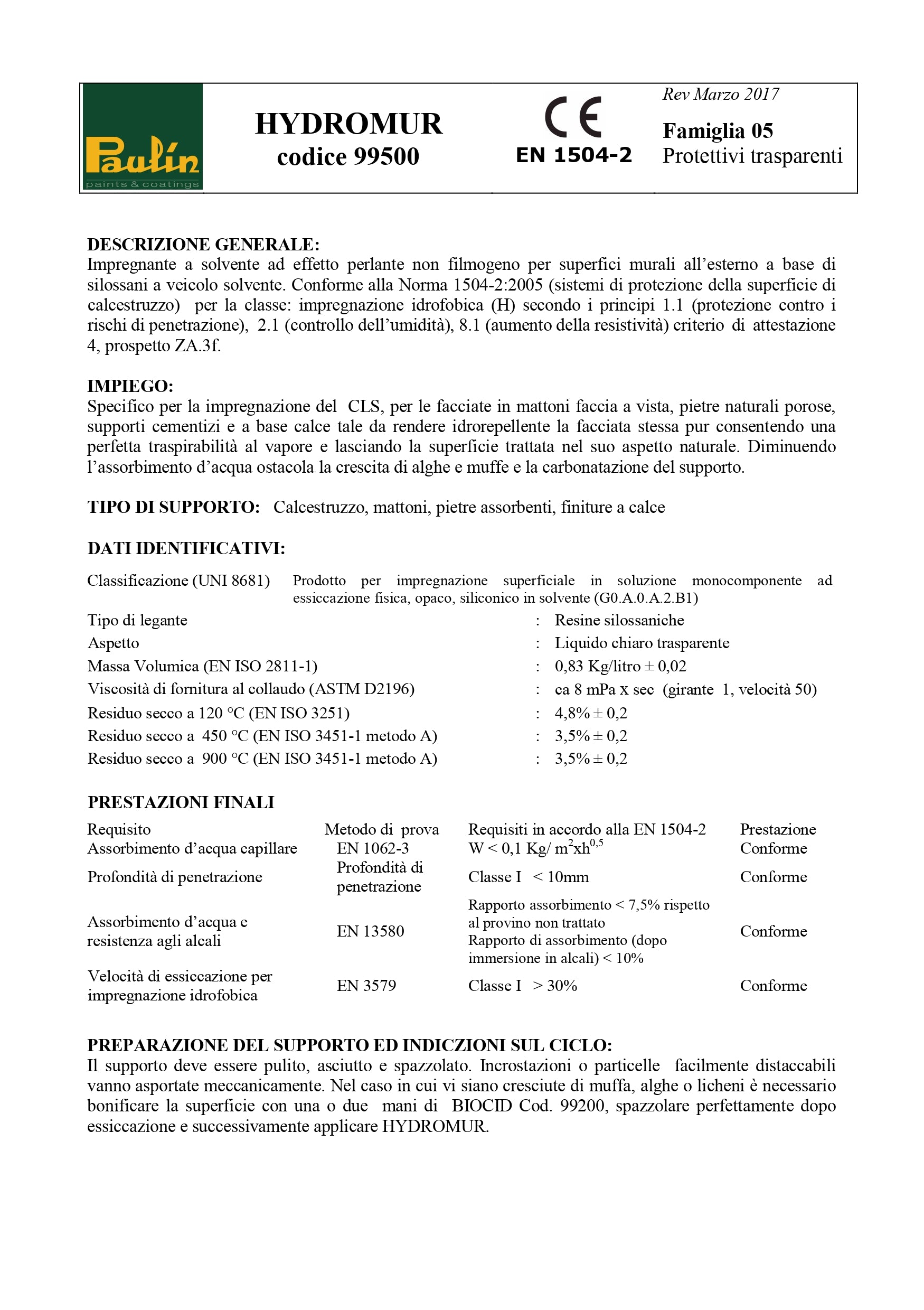Impregnante Professionale Hydromur Protezione Idrorepellente Murale per Esterno