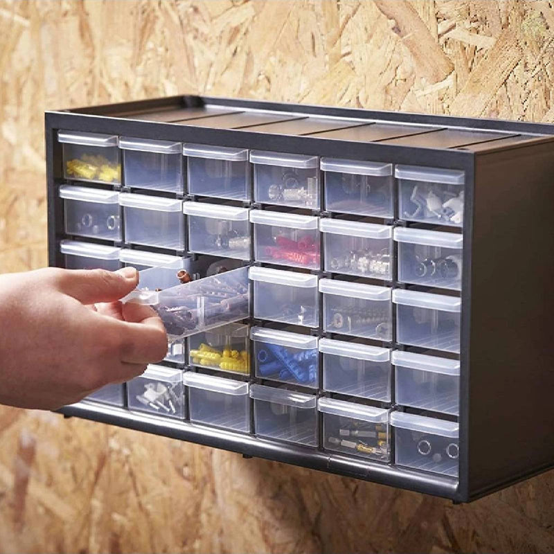 Cassettiera porta minuteria composta da 30 cassetti trasparenti senza blocco