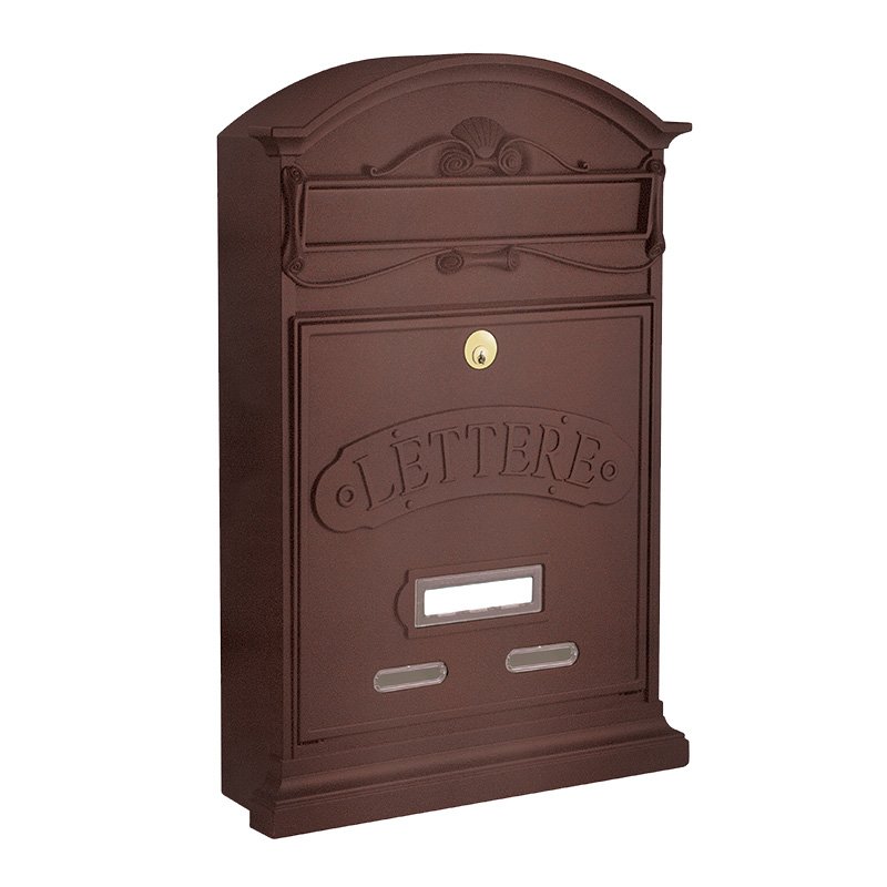 Cassetta per posta "Lettere" in alluminio pressofuso verniciata, da esterno, colore ruggine