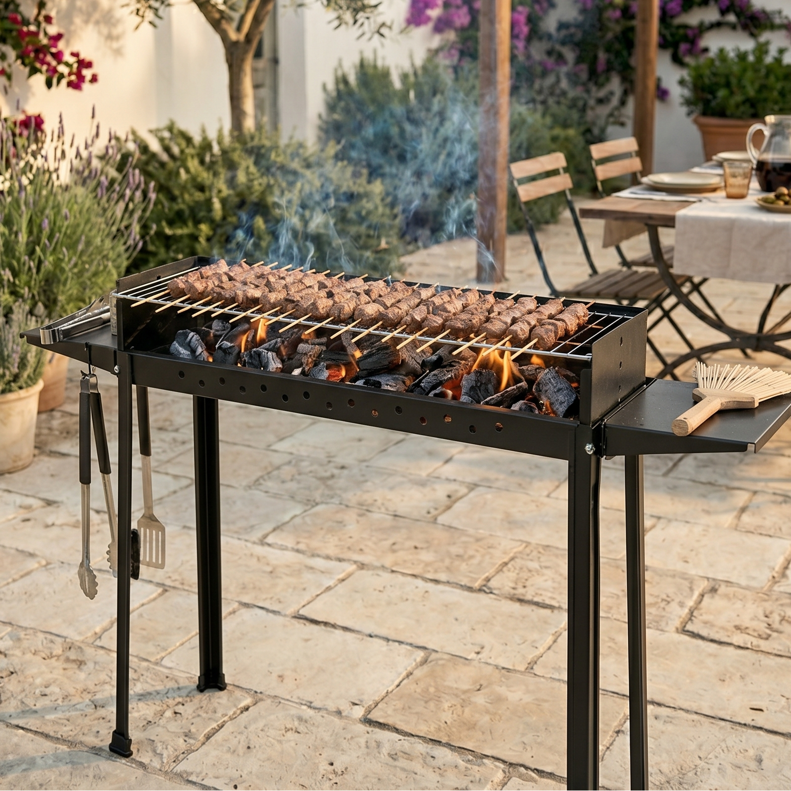 Barbecue cuoci arrosticini bbq fornacella per spiedini di carne e pesce