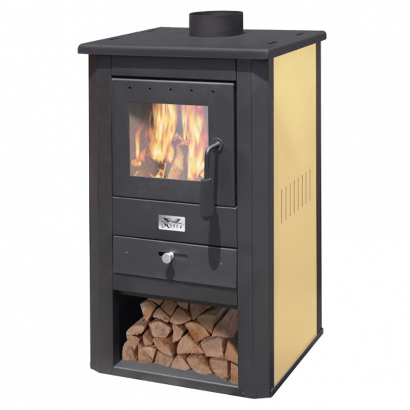 Stufa a legno "Pallade" da 13 kW con scarico fumi Ø cm 13 da 51 x 45 x 94 cm
