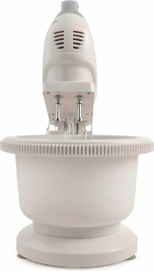 Sbattitore con fruste ad anelli e con ciotola girevole in plastica, a 5 velocità