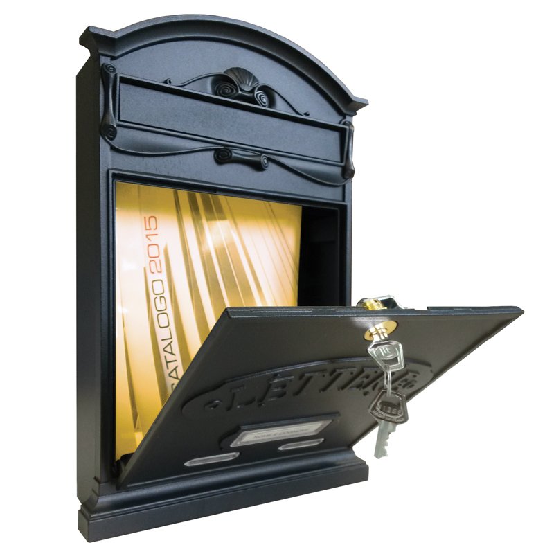 Cassetta per posta "Lettere" in alluminio pressofuso verniciata, da esterno, colore ruggine