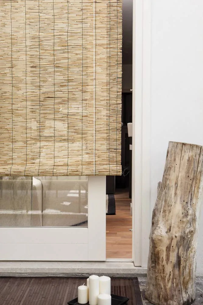 Tapparella in arelle di bamboo con carrucola e legatura in nylon