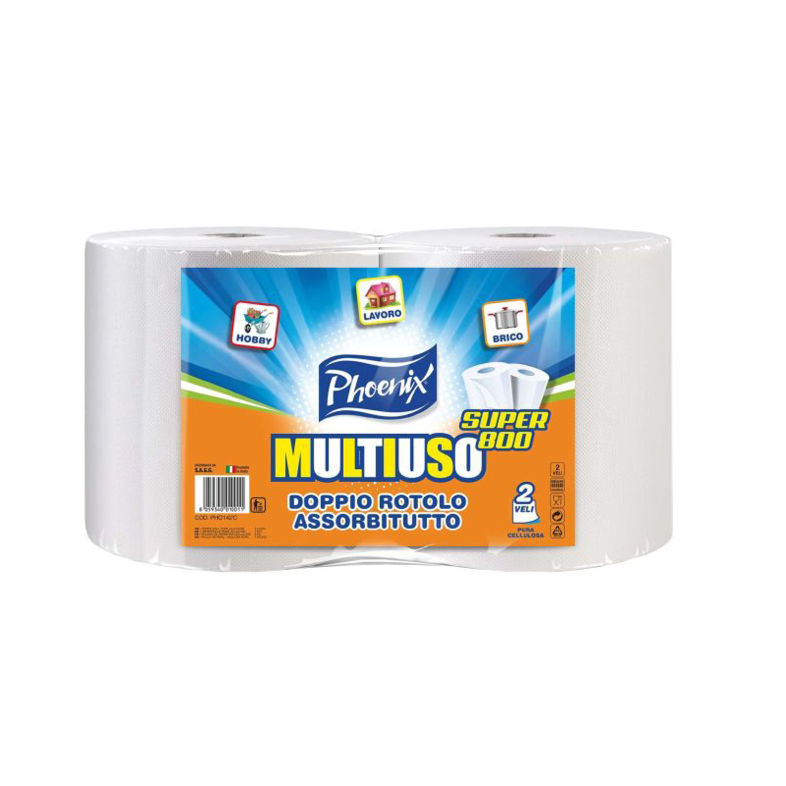 Bobina carta Rotolone asciugamani in pura cellulosa 800 strappi 1,40 kg