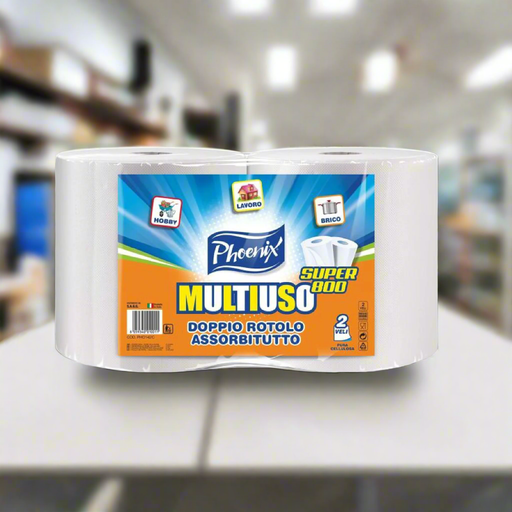 Bobina carta Rotolone asciugamani in pura cellulosa 800 strappi 1,40 kg