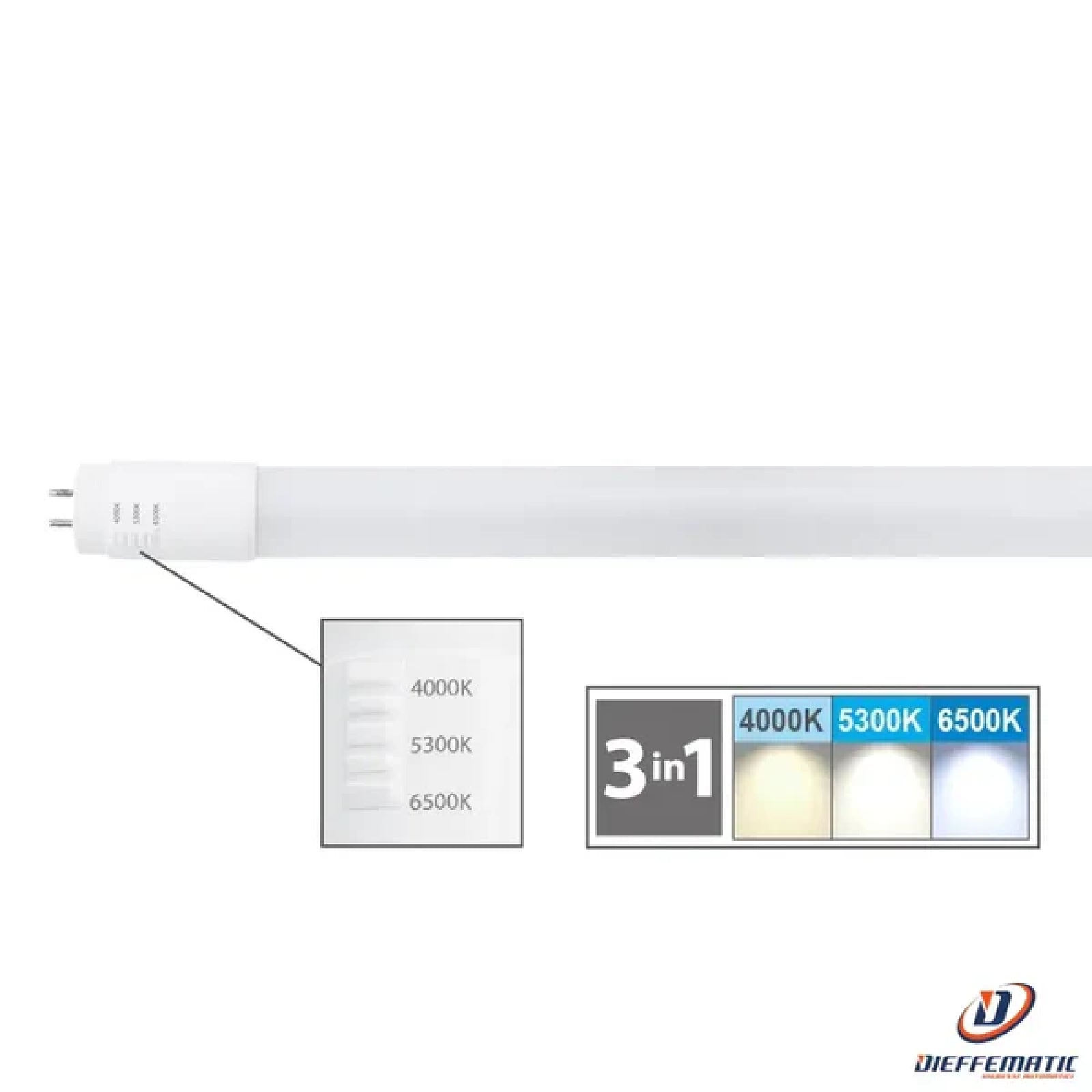 Neon lineare in vetro a led cambia tono "NEOS" con diffusore opalino interno