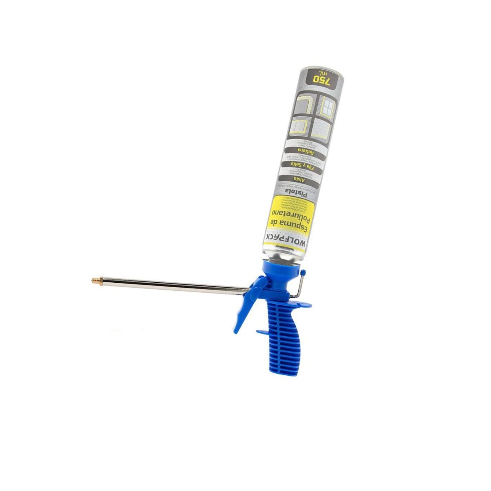 Pistola per schiuma poliuretanica in plastica con tubo zincato