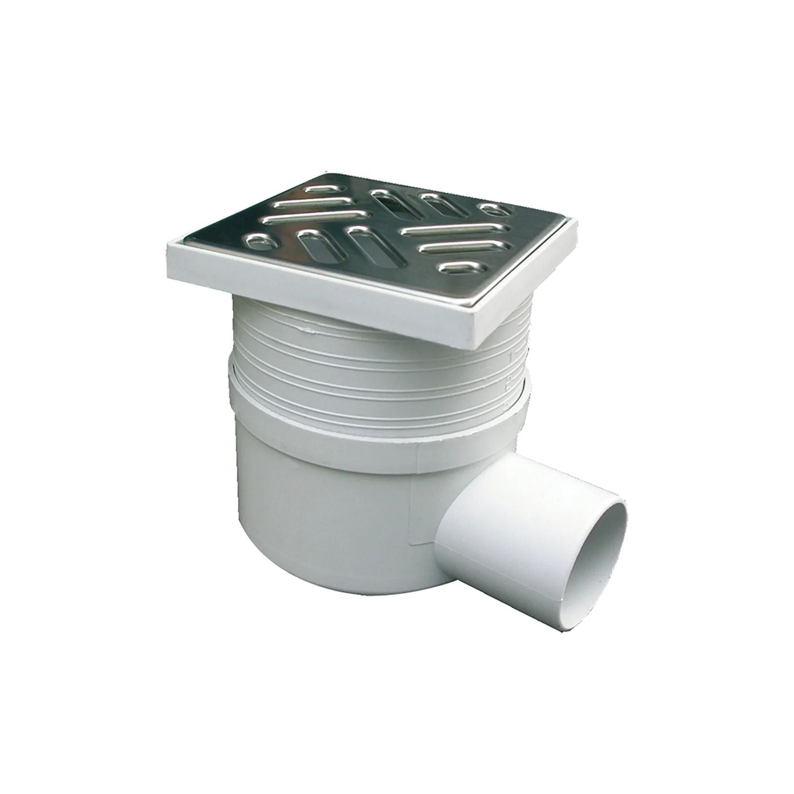 Chiusino sifonato telescopico con scarico laterale e griglia in acciaio inox