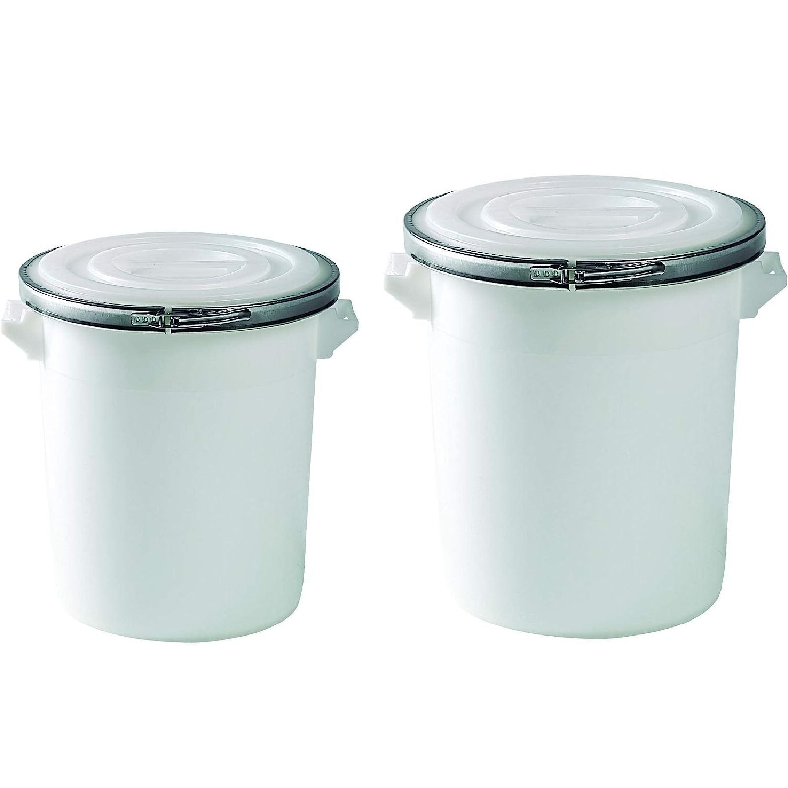 Bidone industriale in plastica per alimenti con manici e coperchio