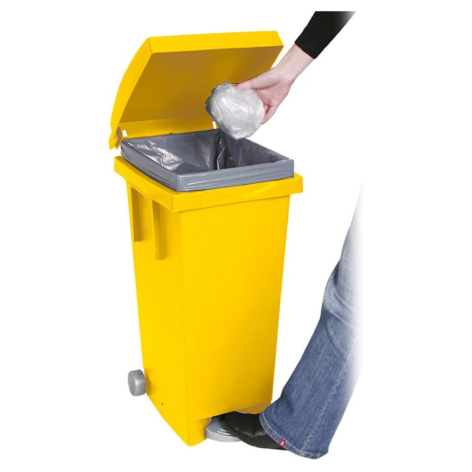 Bidone "Big Tata" per immondizia con ruote e pedale 80 lt