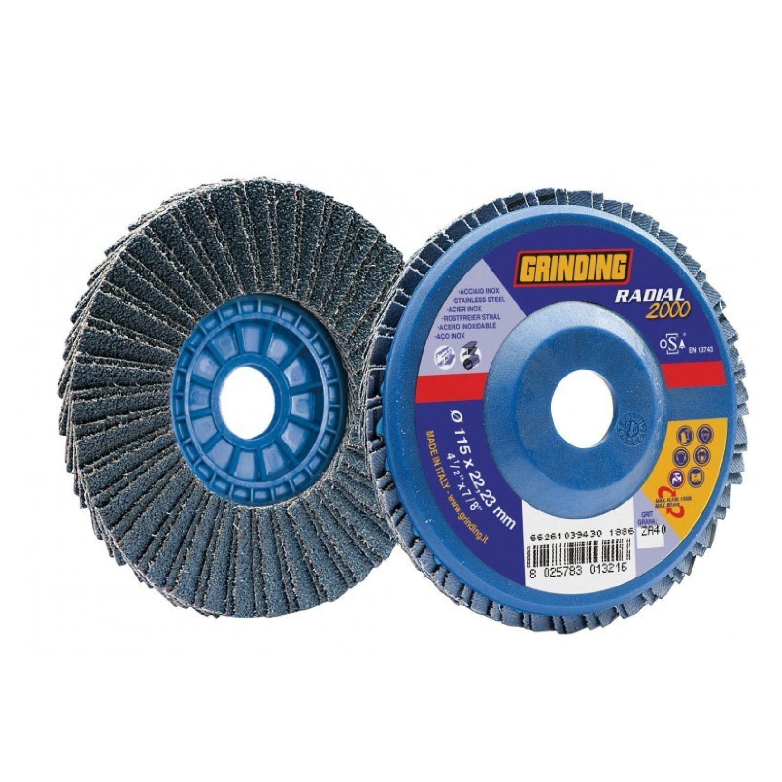 Disco lamellare con supporto in nylon abrasivo per acciaio, alluminio e ghisa