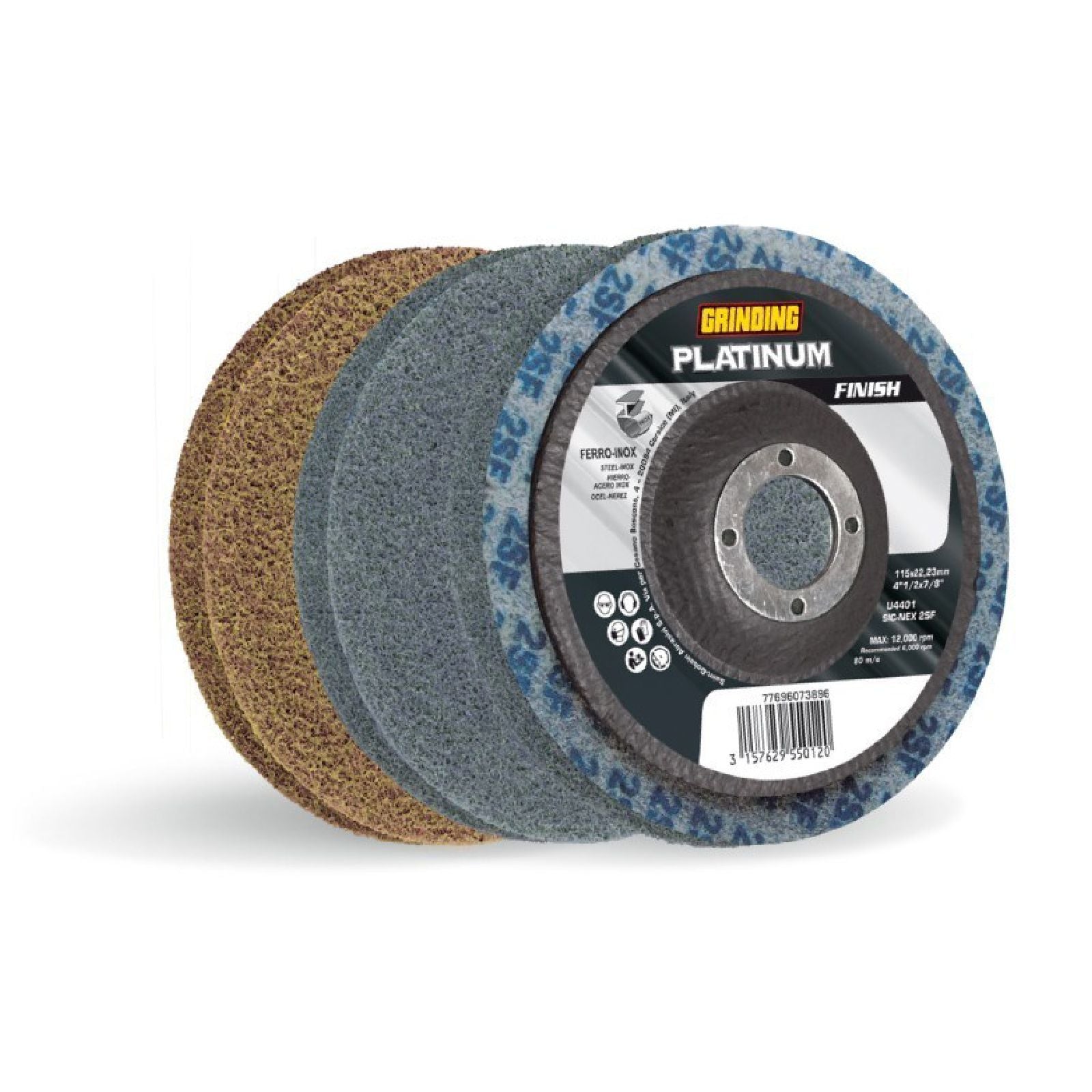 Mola abrasiva per ferro e acciaio inox con supporto in fibra di vetro