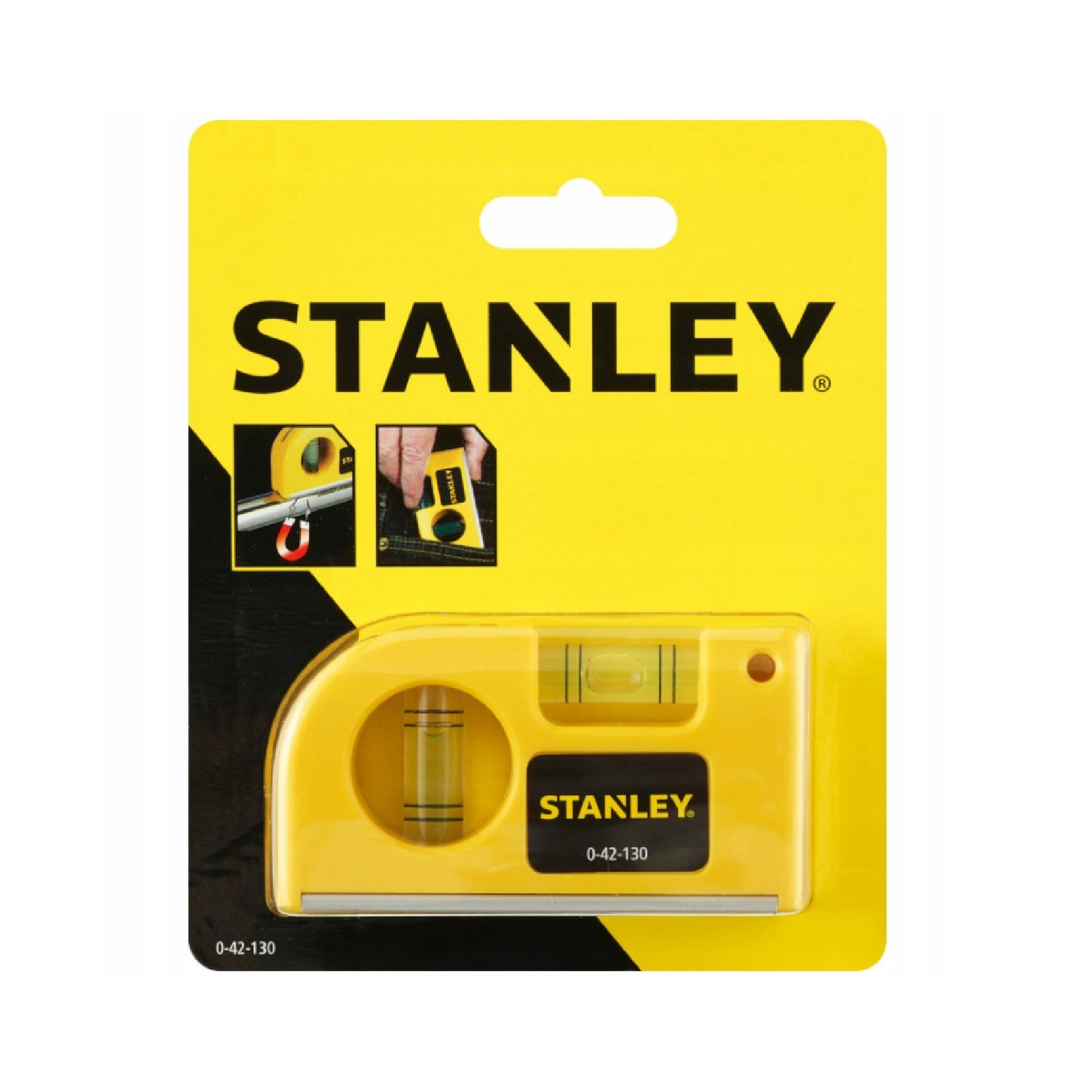 Livella magnetica tascabile a due bolle realizzata in materiale sintetico resistente