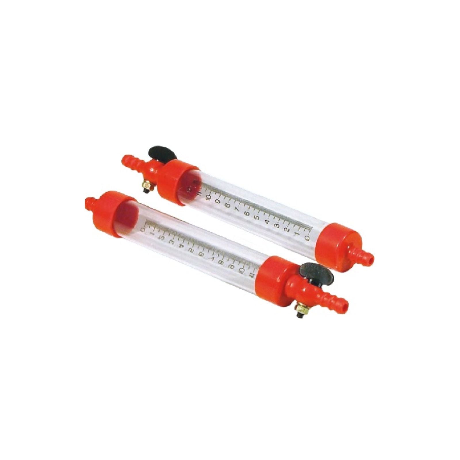 Livelle ad acqua con attacco, raccordi in plastica e gradazioni millimetrate