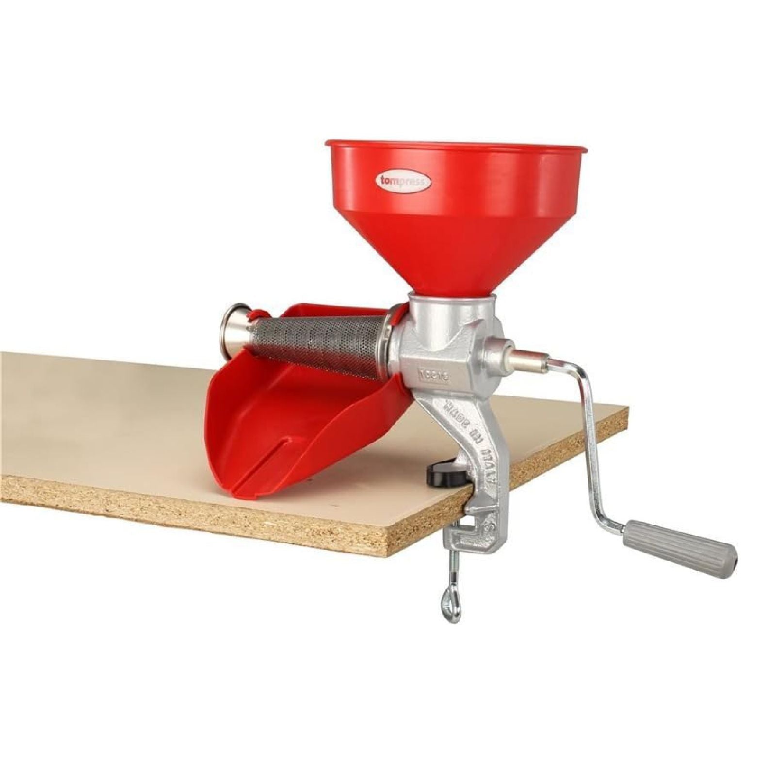 Spremipomodoro manuale con imbuto in plastica e cono filtro in acciaio inox