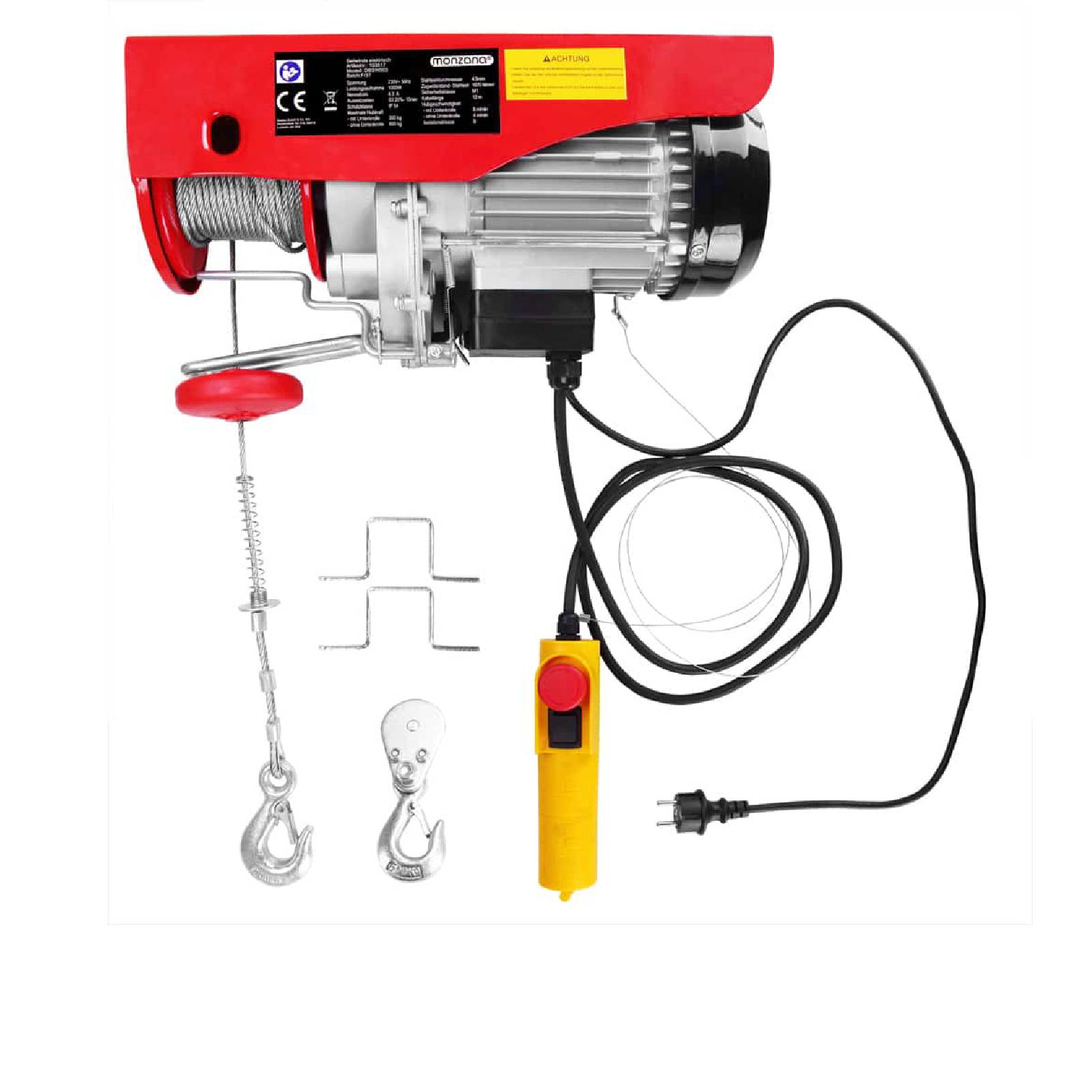 Elettrocarrucola "HE 200" completa di tirante e due morsetti con portata massima di 200 kg