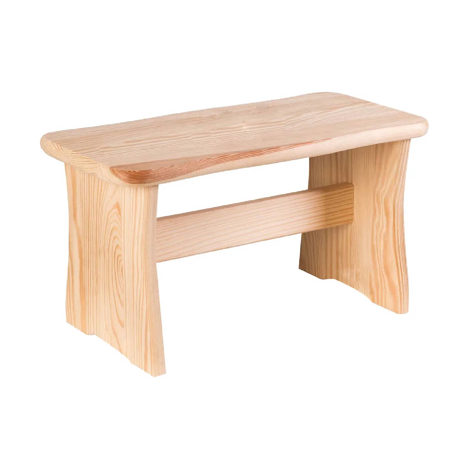 Sgabello "Basso" realizzato in legno chiaro resistente di pino essiccato