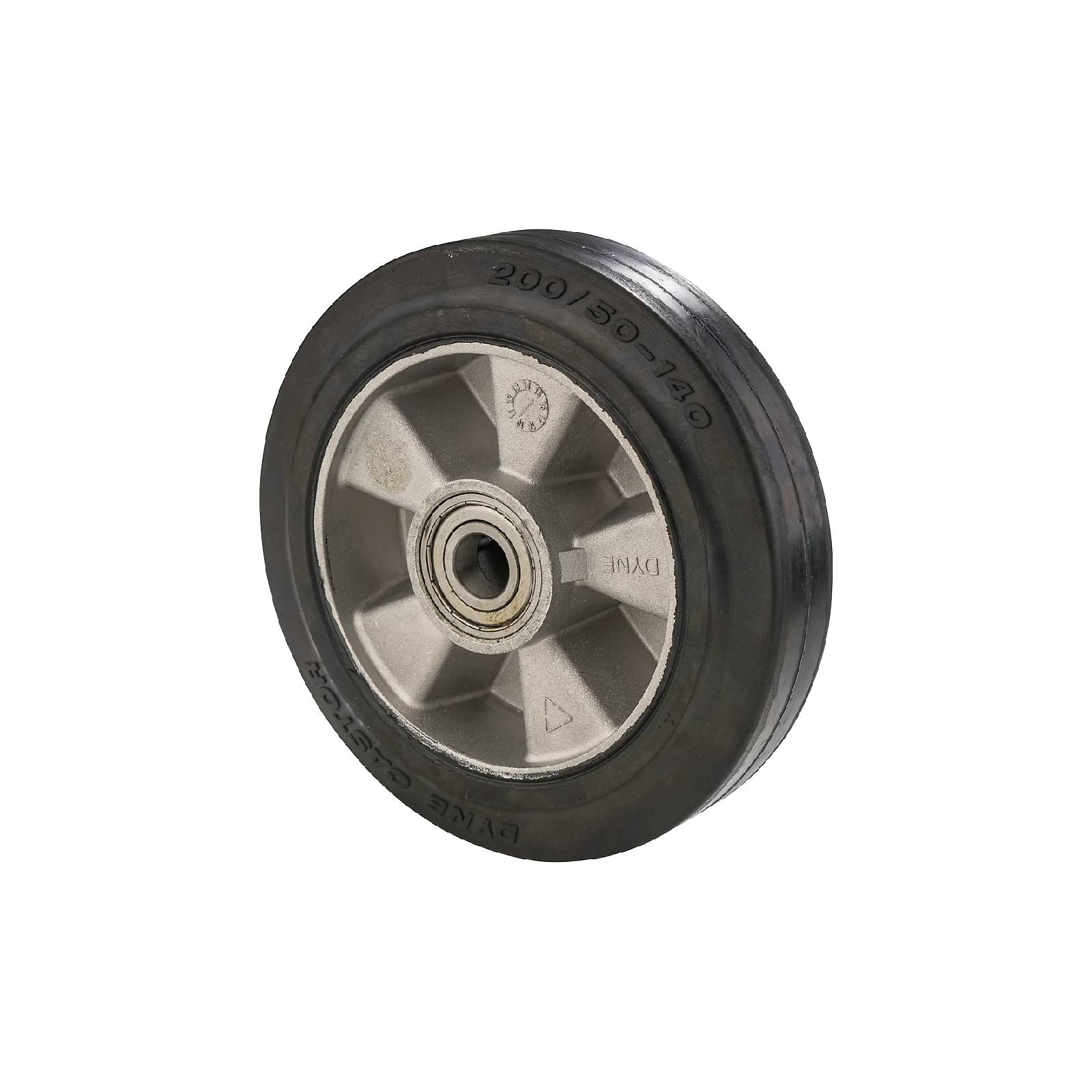 Ruota per transpallet di ricambio con rivestimento in gomma e supporto in alluminio flangiato