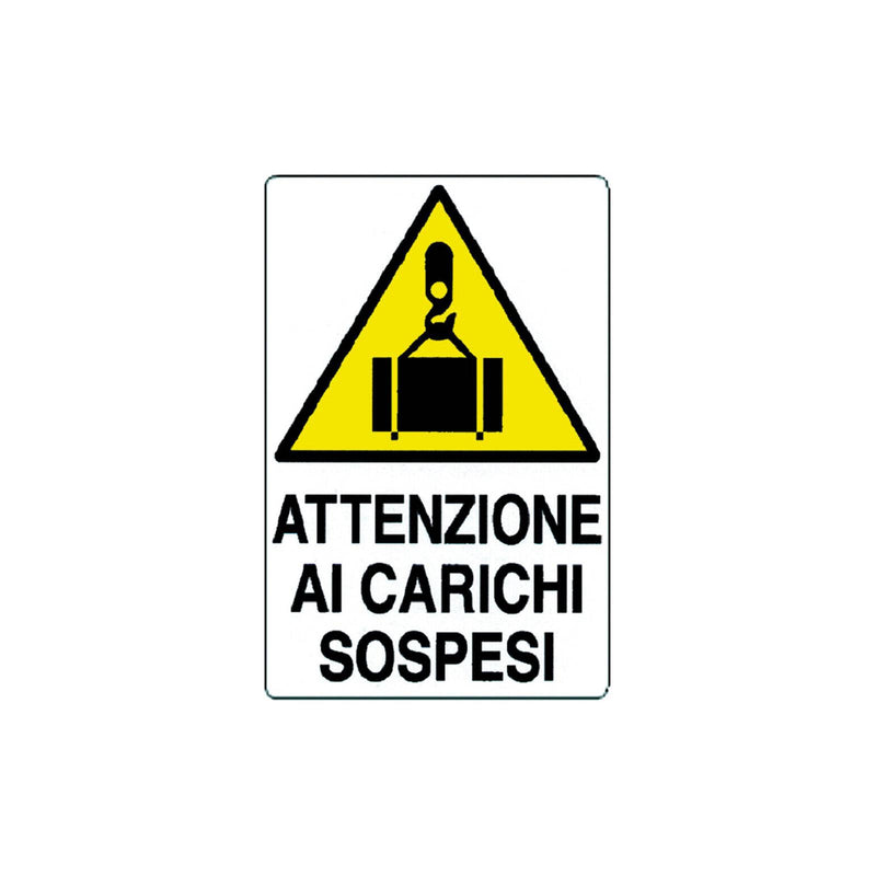Cartello segnaletico "Attenzione ai Carichi Sospesi" realizzato in polionda 60 x 40 cm