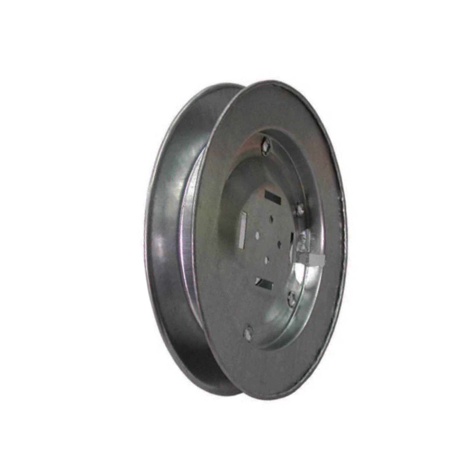 Puleggia con foro cieco realizzata in lamiera zincata per applicazione al rullo in legno 220 mm