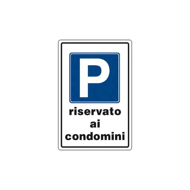 Cartello segnaletica "Parcheggio Riservato ai Condomini" realizzato in pvc con dimensioni 20 x 30 cm