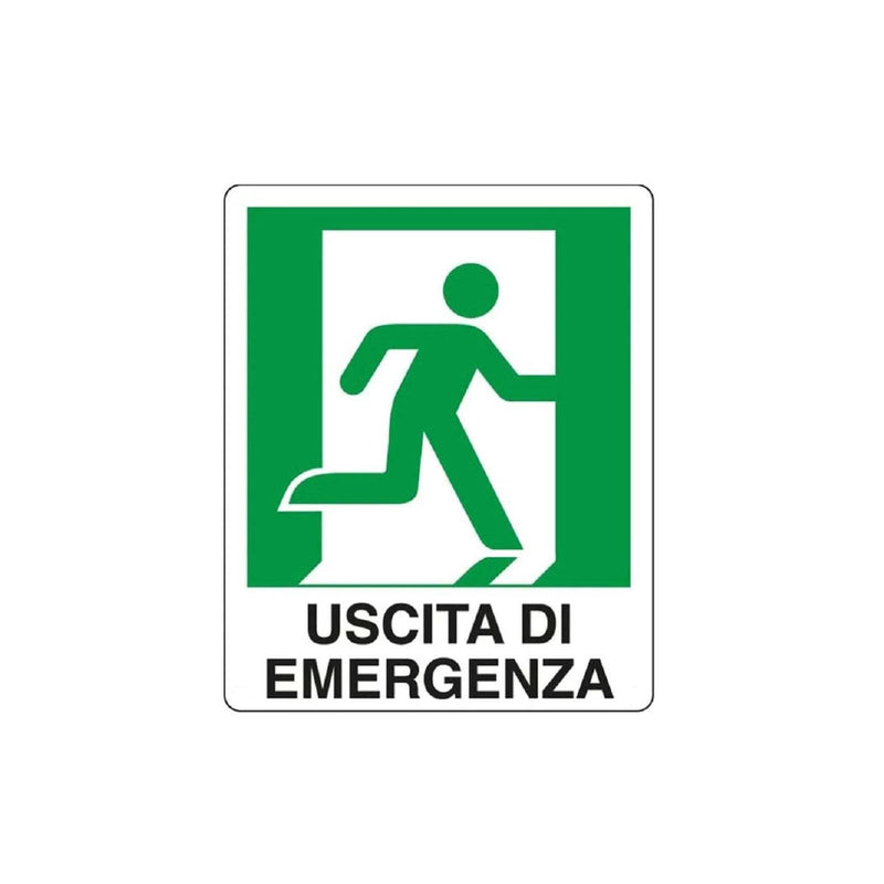 Cartello segnaletico "Uscita Emergenza a destra" realizzato in pvc 20 x 30 cm