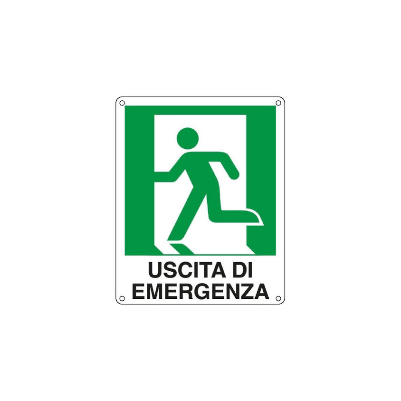 Cartello segnaletico "Uscita Emergenza a sinistra" realizzato in pvc 20 x 30 cm