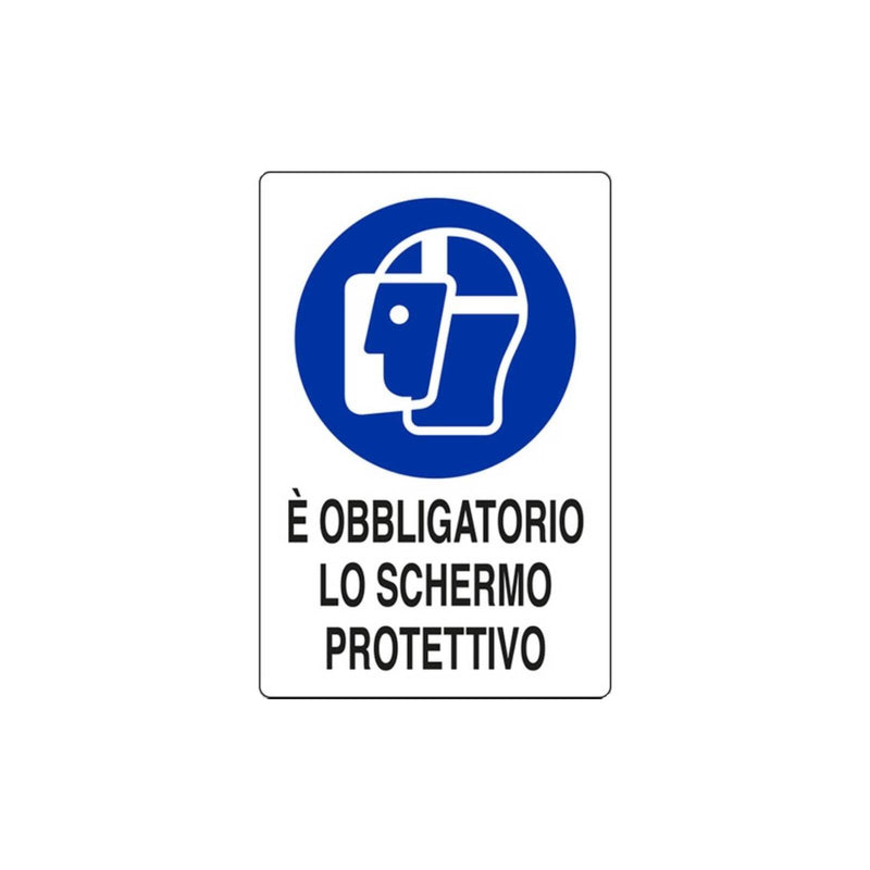 Cartello segnaletico "Obbligatorio Schermo Protettivo" realizzato in pvc 20 x 30 cm