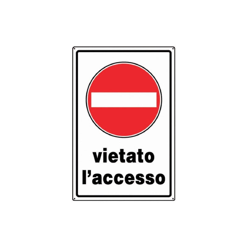 Cartello segnaletico "Vietato l'Accesso" realizzato in pvc con dimensioni 20 x 30 cm
