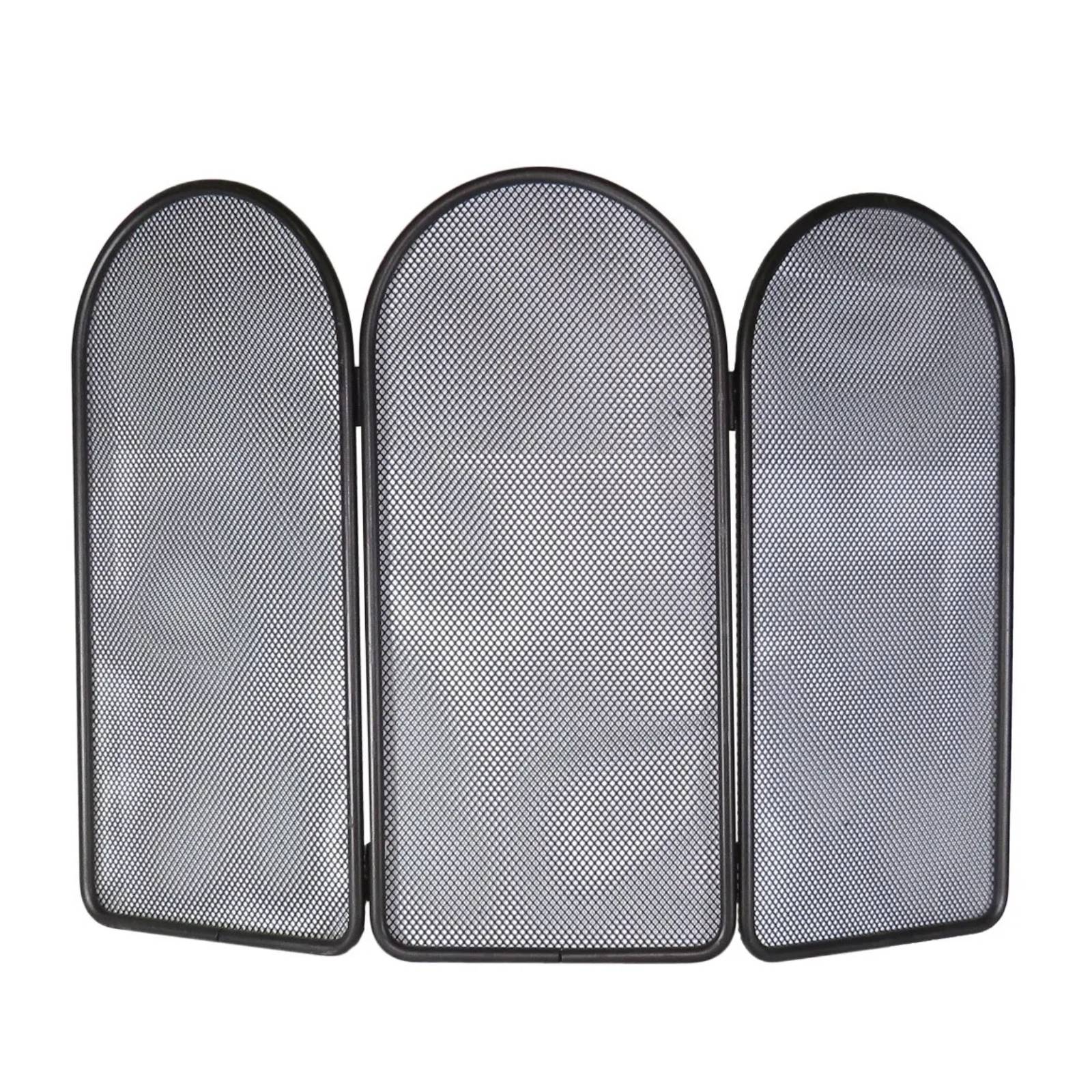 Parascintille in ferro battuto curvo a 3 ante 70 x h 50 cm per camino
