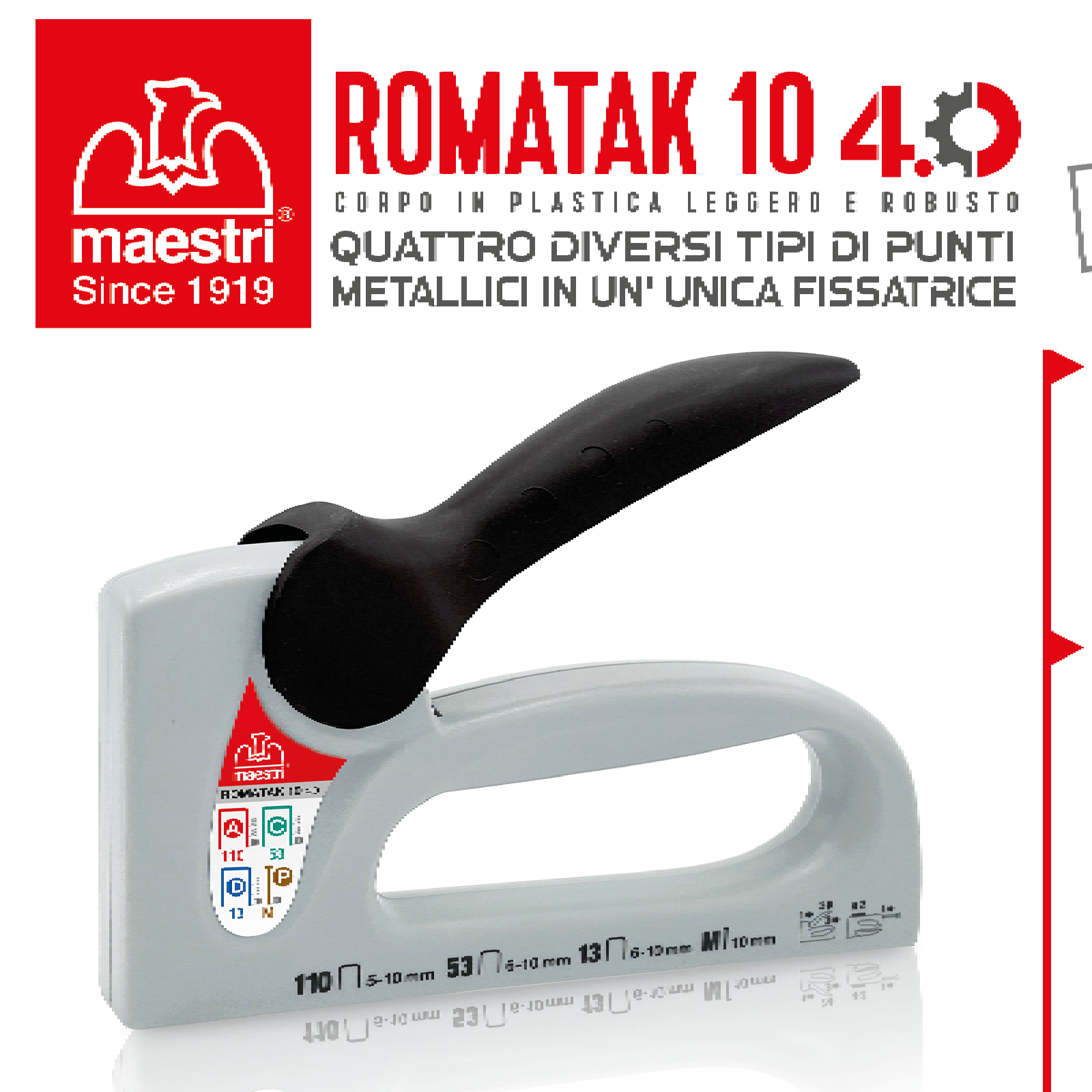 Fissatrice manuale "Romatak" con corpo in nylon