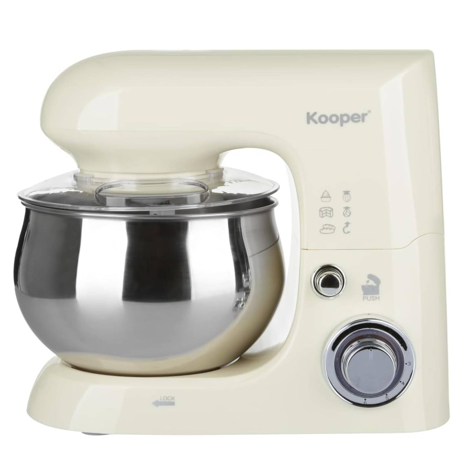 Impastatore sbattitore in acciaio inox con 2 fruste a 6 velocità, da 5 litri