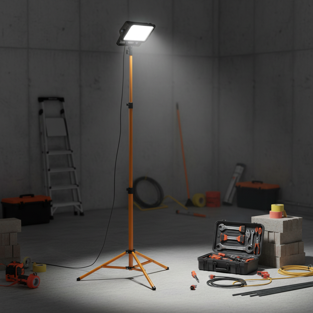 Treppiede VELAMP per proiettori led estensibile base con piedini gommati
