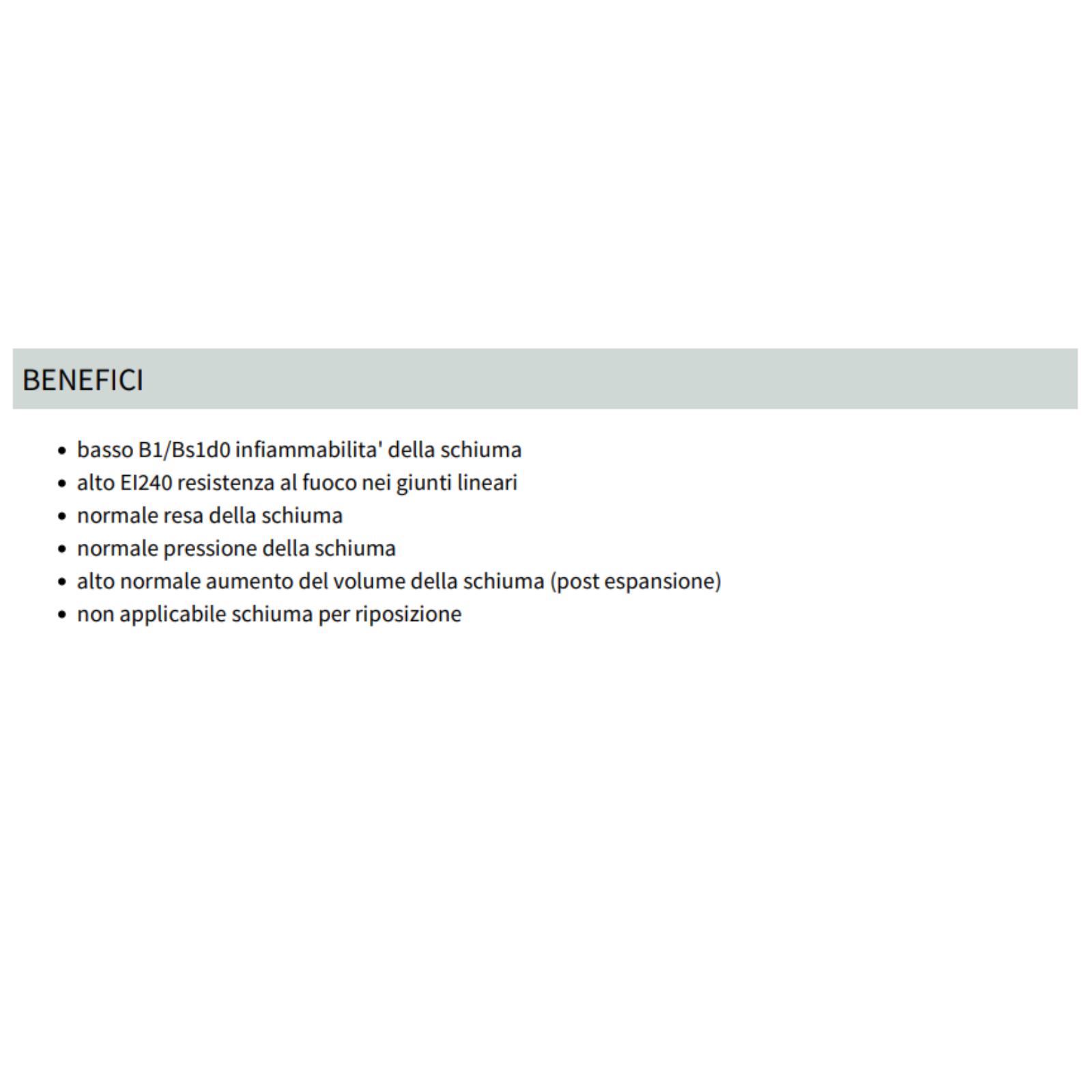 Schiuma poliuretanica "B1 EI240" resistente al fuoco 750 ml