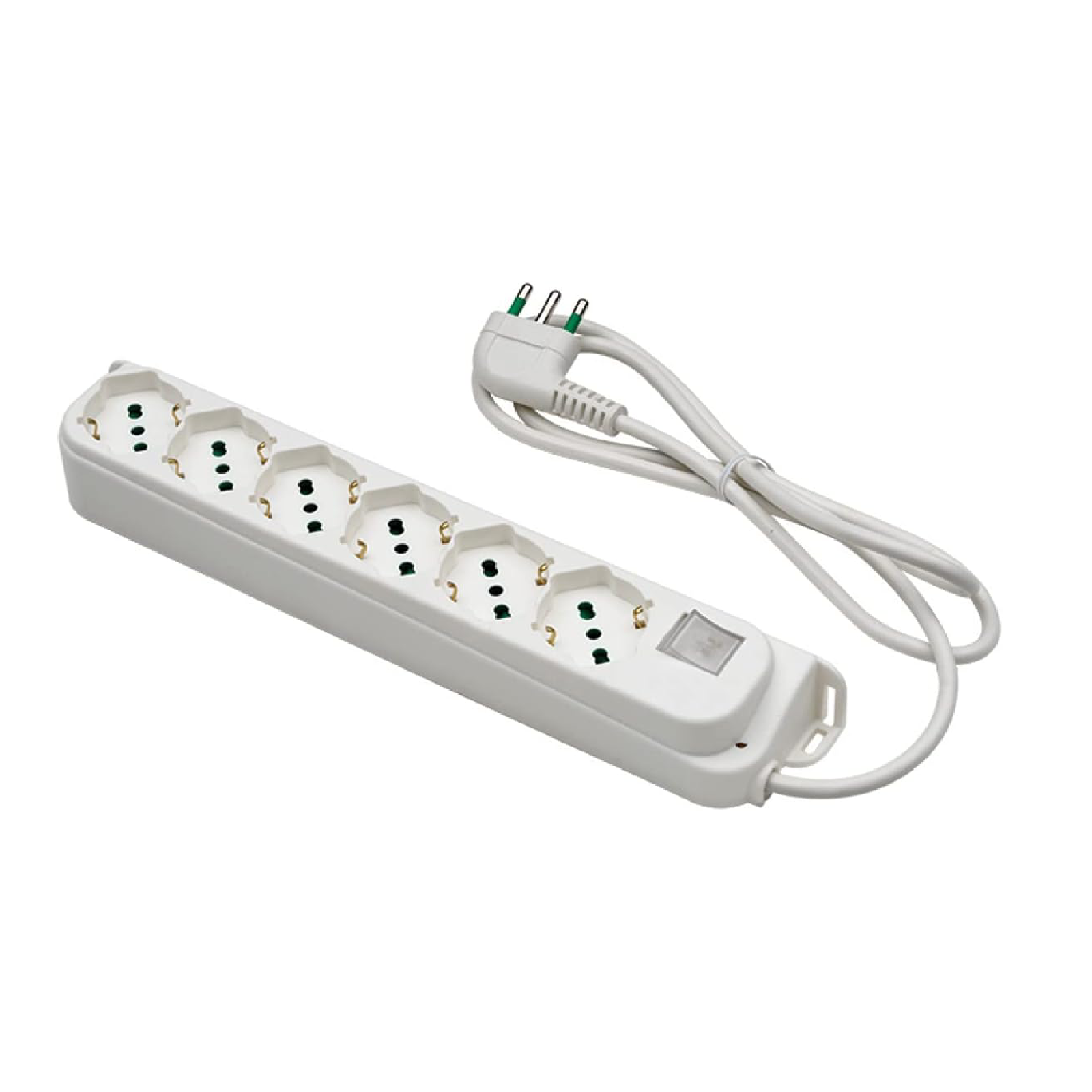 Multipresa con interruttore con prese 2P + T 16A bipasso schuko