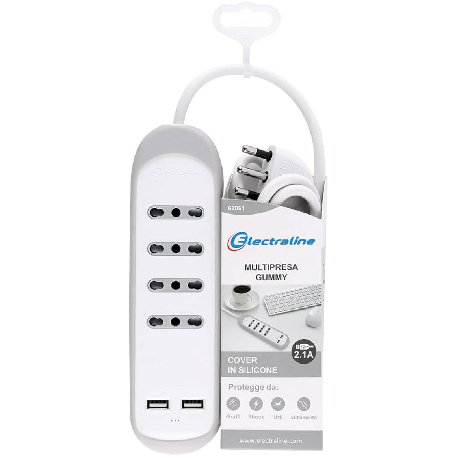 Multipresa bivalente con copertura protettiva in silicone 4 prese
