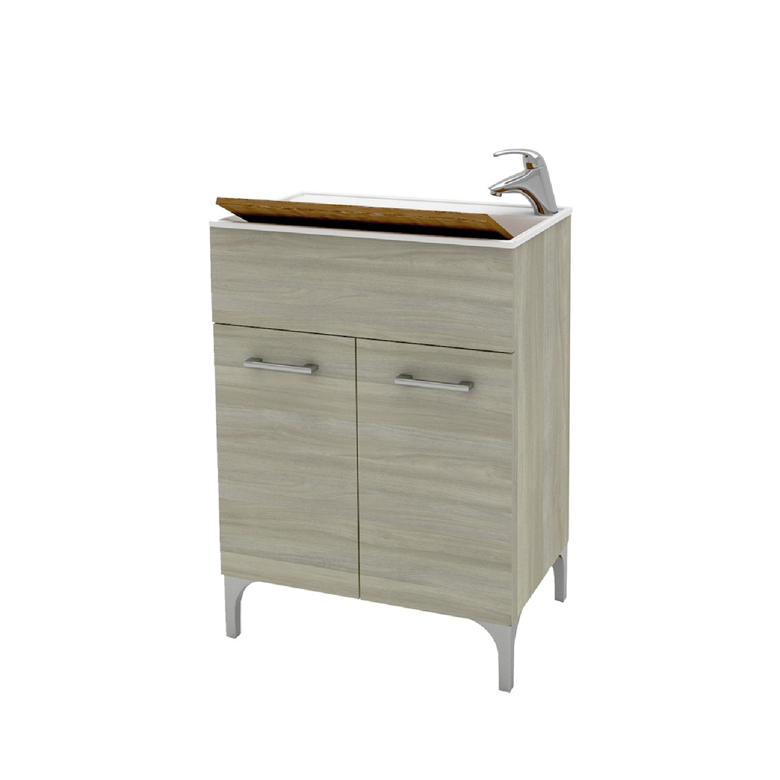 Mobile lavatoio "Lena" doppia anta inferiore e maniglia con vasca in resina