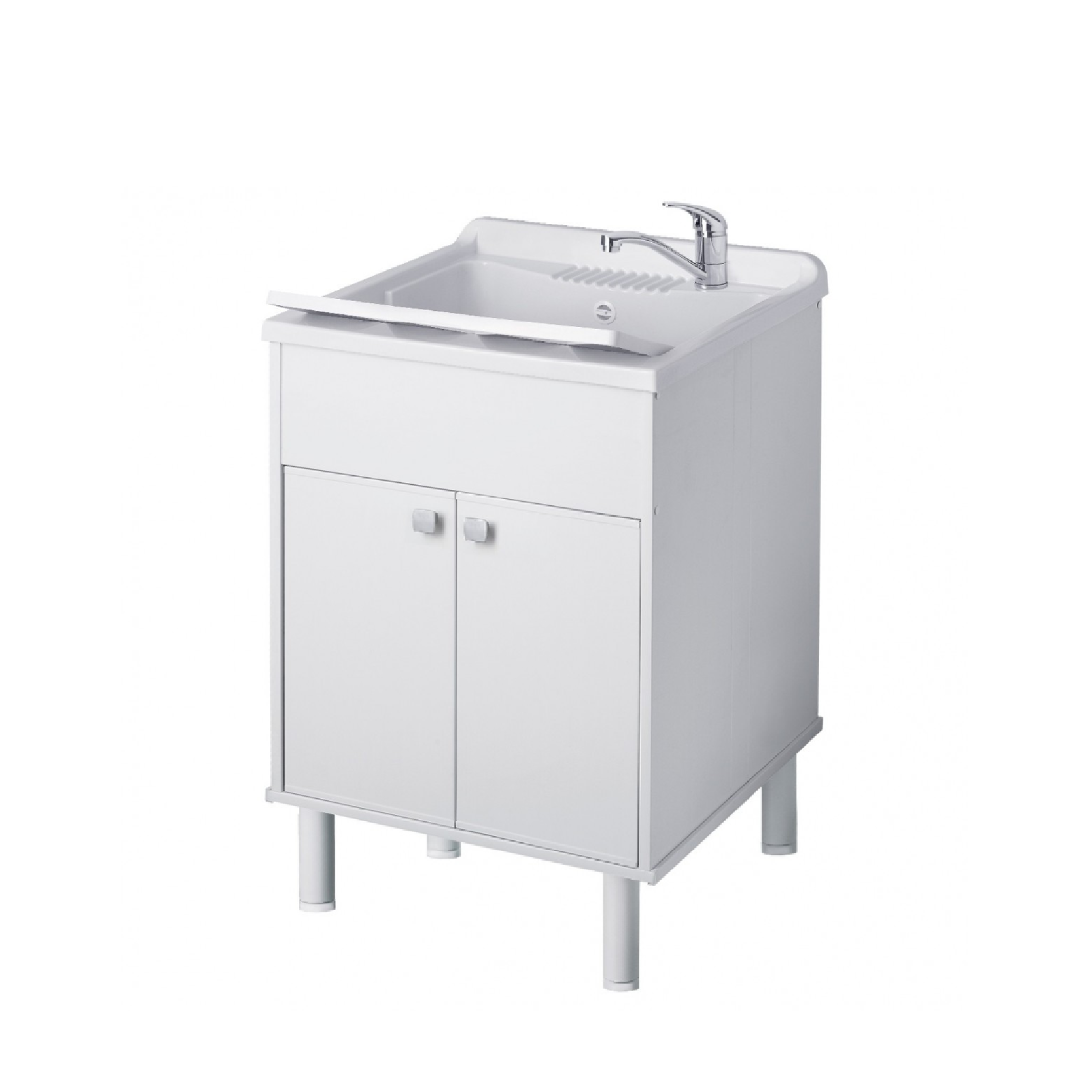 Mobile lavatoio anta inferiore doppia con vasca in resina di polipropilene