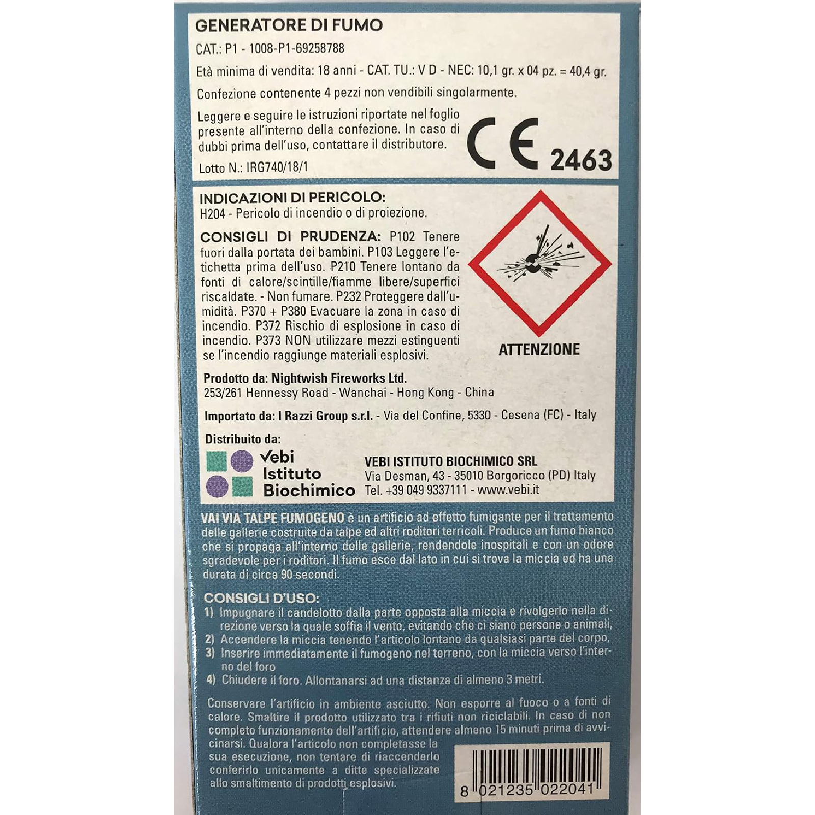 Disabituante fumigante per Talpe "Vai Via" barriera aromatica