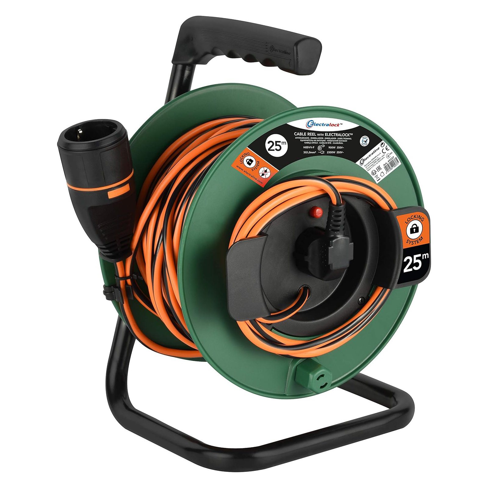 Avvolgicavo con presa a meccanismo blocco mt. 25