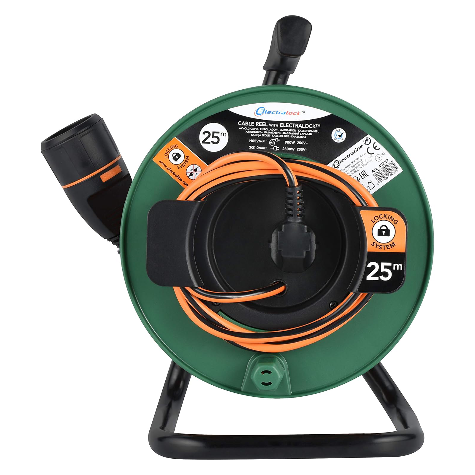 Avvolgicavo con presa a meccanismo blocco mt. 25