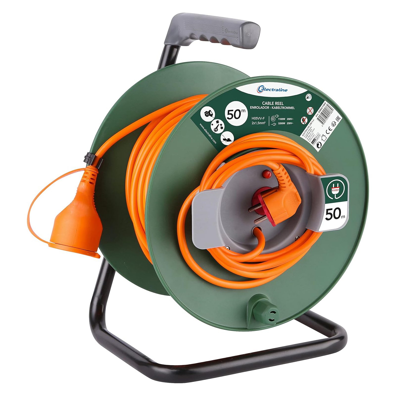 Avvolgicavo da giardino a cavalletto con maniglia girevole mt 20