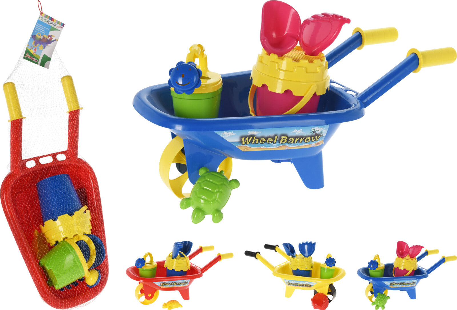 Carriola giocattolo per bambini completa di giochi da spiaggia