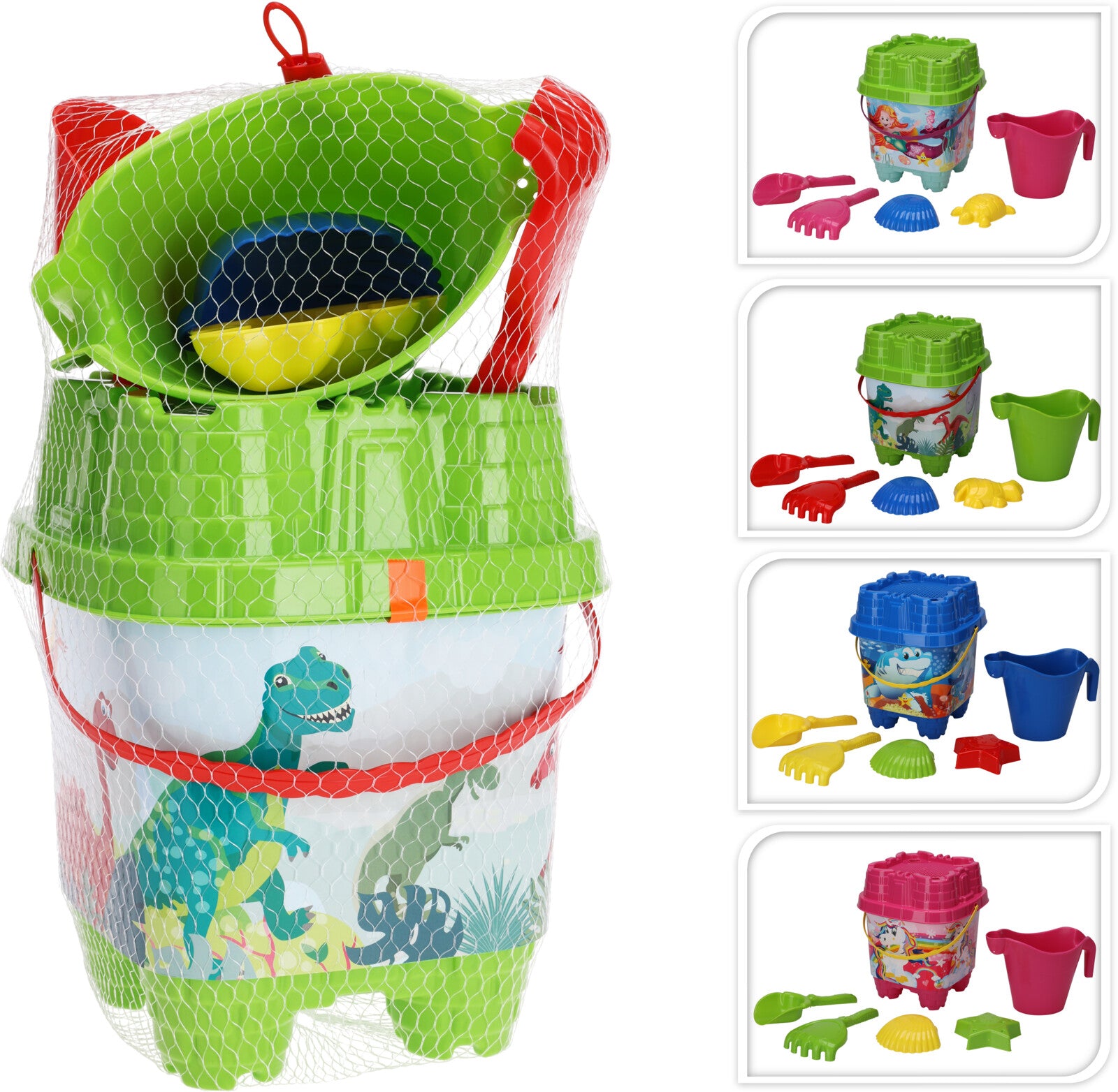 Secchiello giocattolo per bambini completo di giochi da spiaggia