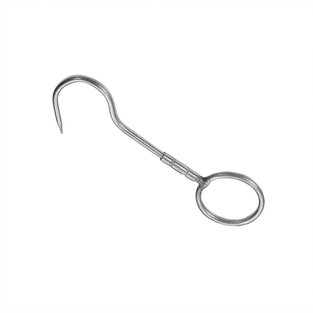 Gancio Girevole con Anello per Macelleria in Acciaio Inox da 24 cm