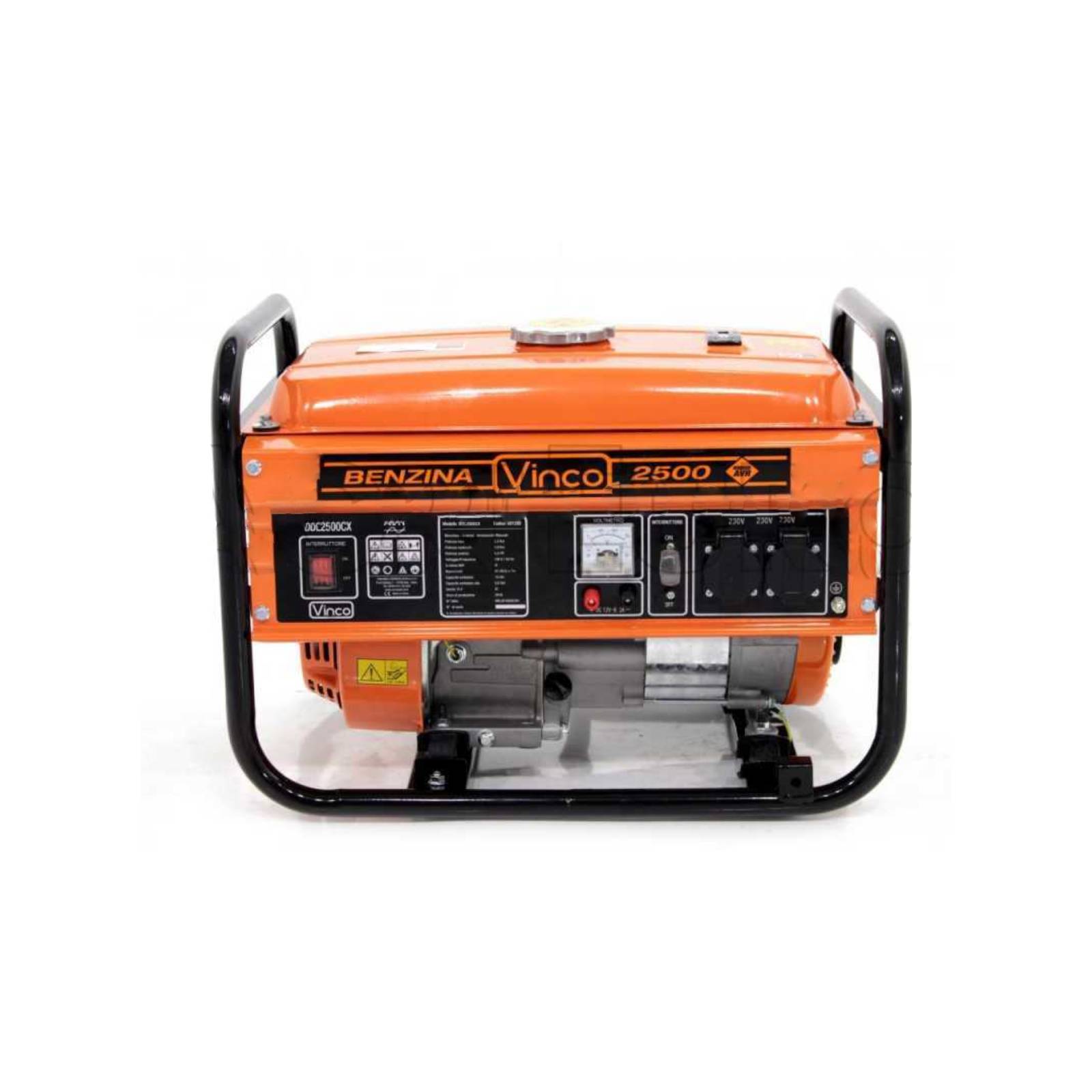 Generatore "60128" motore monofase a 4 tempi con funzionamento con benzina ed avviamento a strappo 2,2 KW Hp 5,5